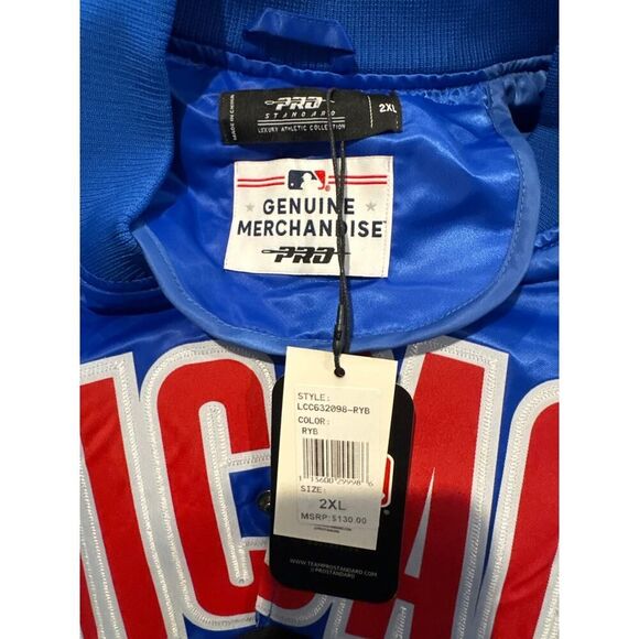 Chicago Cubs Wordmark Satin Snap Bomber Jacket Pro Standard NWT 2XL - Picture 3 of 6